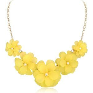 🆕 Women Yellow Flower Collar Necklace Summer Beach Chokers Costume Jewelry Gift